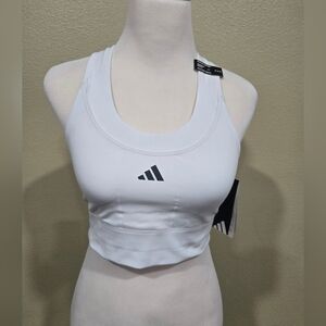 Adidas Women's White Sports Bra with Black Logo